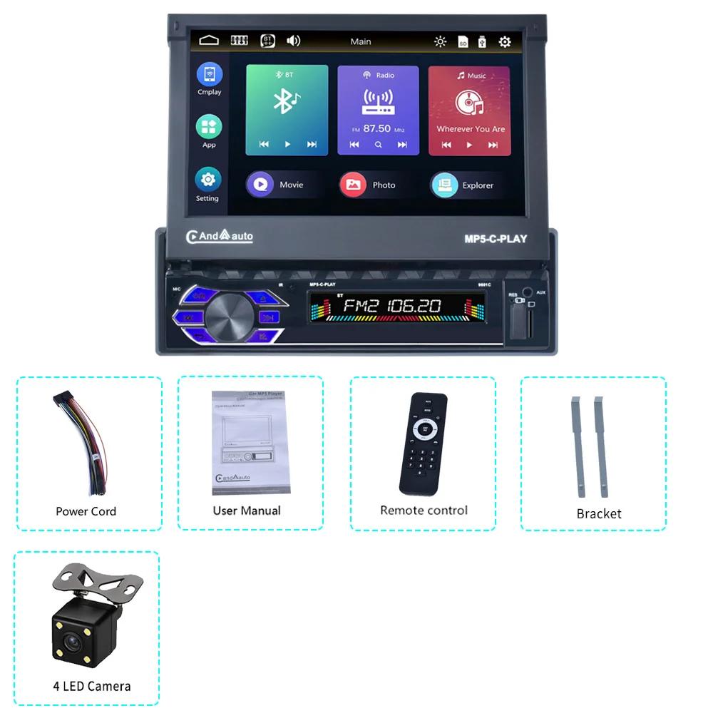 TOYOUSONIC 7-дюймовый автомобильный радиоприемник с выдвижным экраном, универсальный мультимедийный видеоплеер CarPlay Android Auto USB BT 1 Din MP5 Stereo