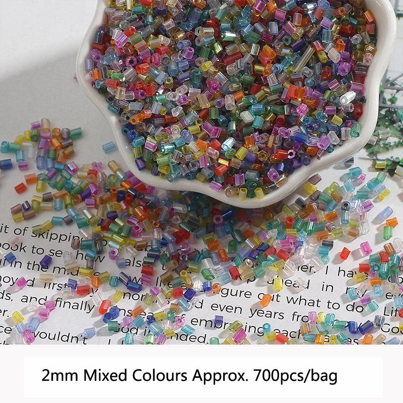 2 3 4mm Glass Filled Silver Mixed Color Rice Beads Handmade Diy Ring Earrings Bracelet Tassel Loose Beads Jewelry Materials Beads for Jewelry Making