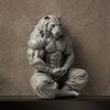 Yousheng 3D Printed Tiger Man Figurine, Muscular Tiger Figure Ornament, Minimalist Animal Sculpture with Muscular Details, Zen Posture Desktop