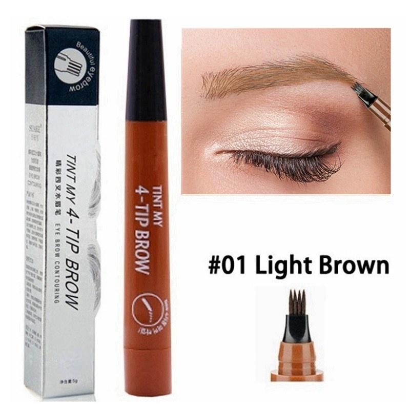 Tattoo Eyebrow 3D Liquid Ink Pen Waterproof 4 Fork Pencil Brow Eyes Makeup Female Cosmetics