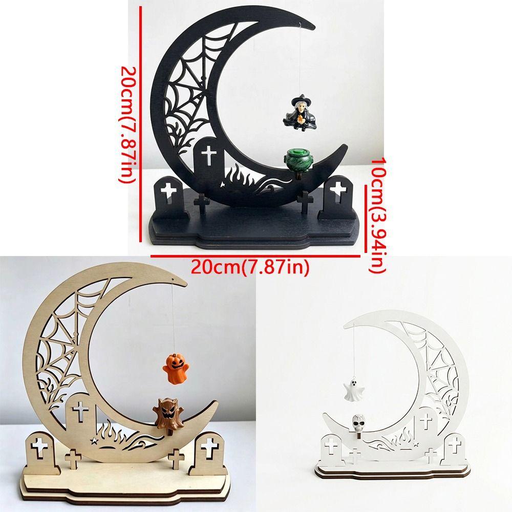Dark Style Wooden Swing Pumpkin Ghost Vintage Crescent Tombstone Desk Craft Halloween Party
