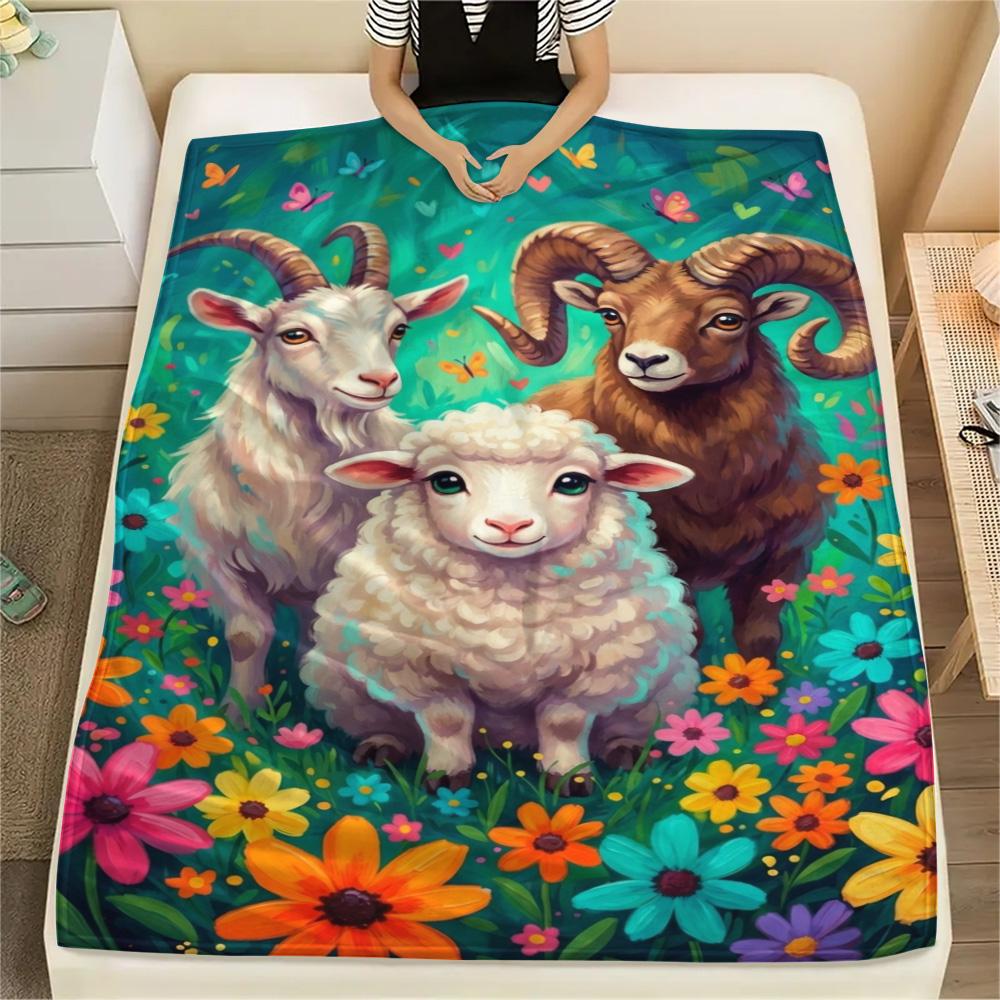 1PC Soft Cute World Print FlAannel Blanket, High quality Comfortable for All Seasons, Home Decor, Warmth and Comfort