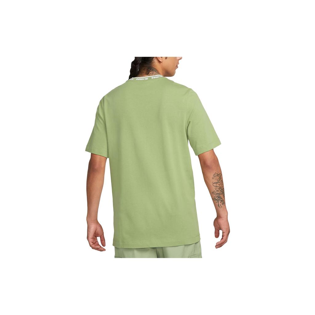 Nike Клубная футболка с логотипом и буквенным принтом, американская винтажная футболка с коротким рукавом и круглым вырезом, мужские топы, маслянисто-зеленый FB7310-386