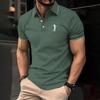 Stylish Men's Short Sleeve Polo Shirt with Golf Logo, Casual Slim Fit