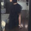 Women Tulle Black Irregular Skirt Elastic High Waist Sexy Party Saias Maxi Floor Mesh Tutu Jupe