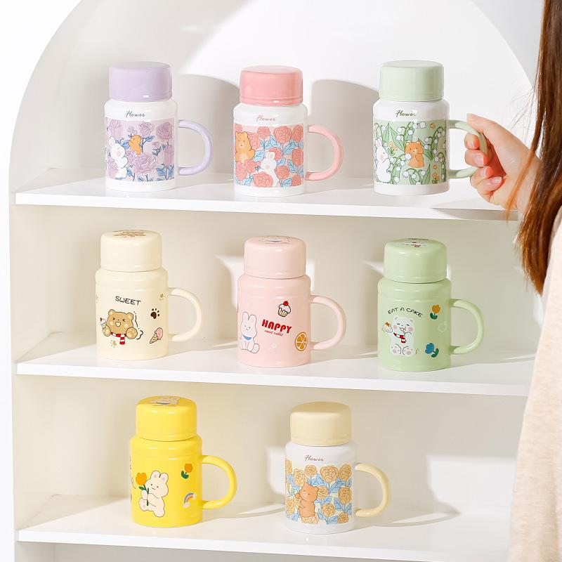 Милая креативная ретро кружка Интернет-знаменитость кролик цветок животное керамическая чашка женская домашняя офисная чашка кролик