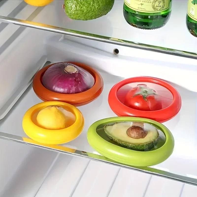 1/4Pcs Onion Storage Avocado Saver Holder Reusable Storage Containers Avocado Keeper Tomato Saver and Lemon Holder for Fridge