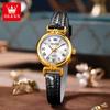 OLEVS New Womens Watches Leather Strap Quartz Watch Waterproof Luminous Watches For Women Simple Fashion