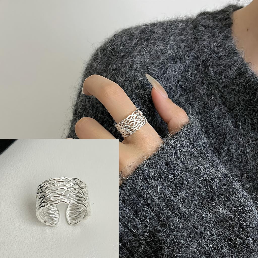 Sam Panda Кольца 925 пробы для женщин Простые Геометрические Ручной работы Неправильные Ретро Кольцо Золотой Циркон Аллергия Для Подарка на День Рождения