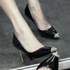 2025 новые европейские и американские туфли-лодочки на шпильке с острым металлическим носком, женские универсальные туфли на платформе из лакированной кожи