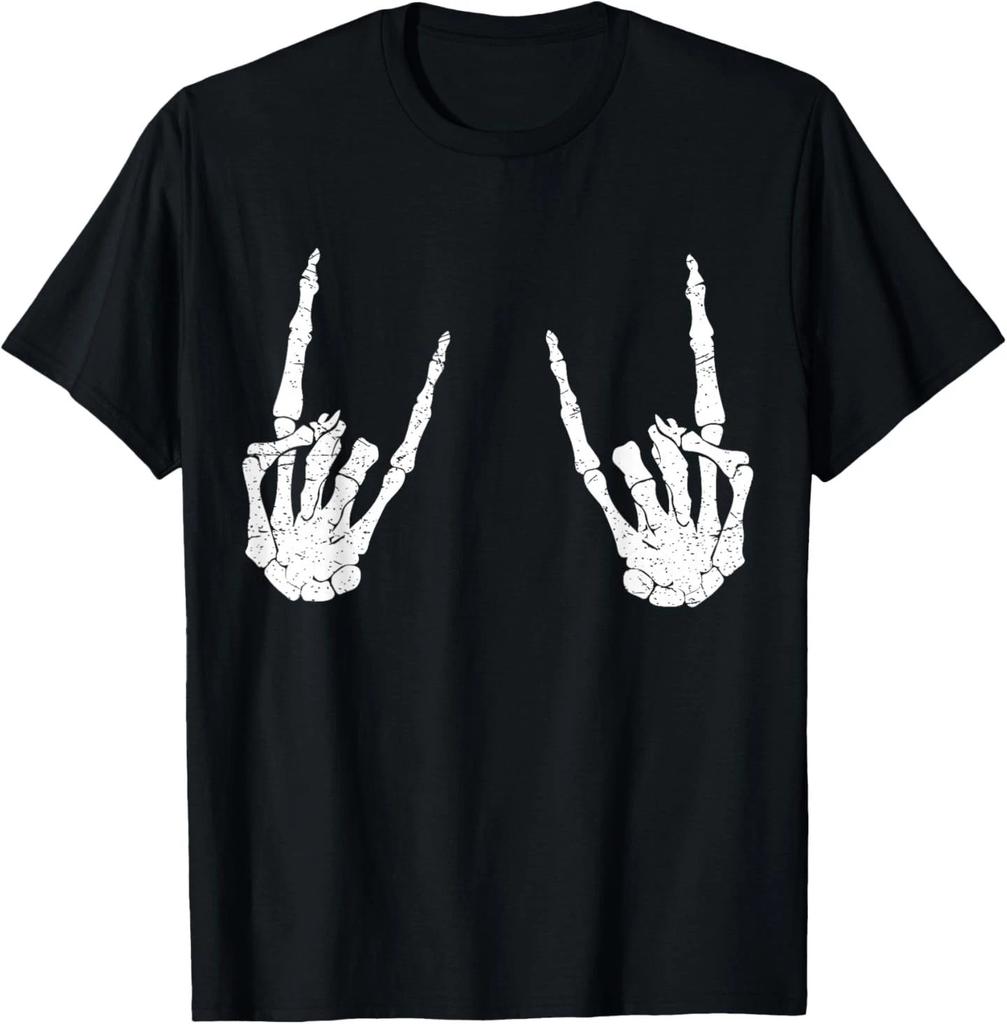 Trendy Halloween Skeleton Rocker Graphic Costume T Shirt T- Shirt