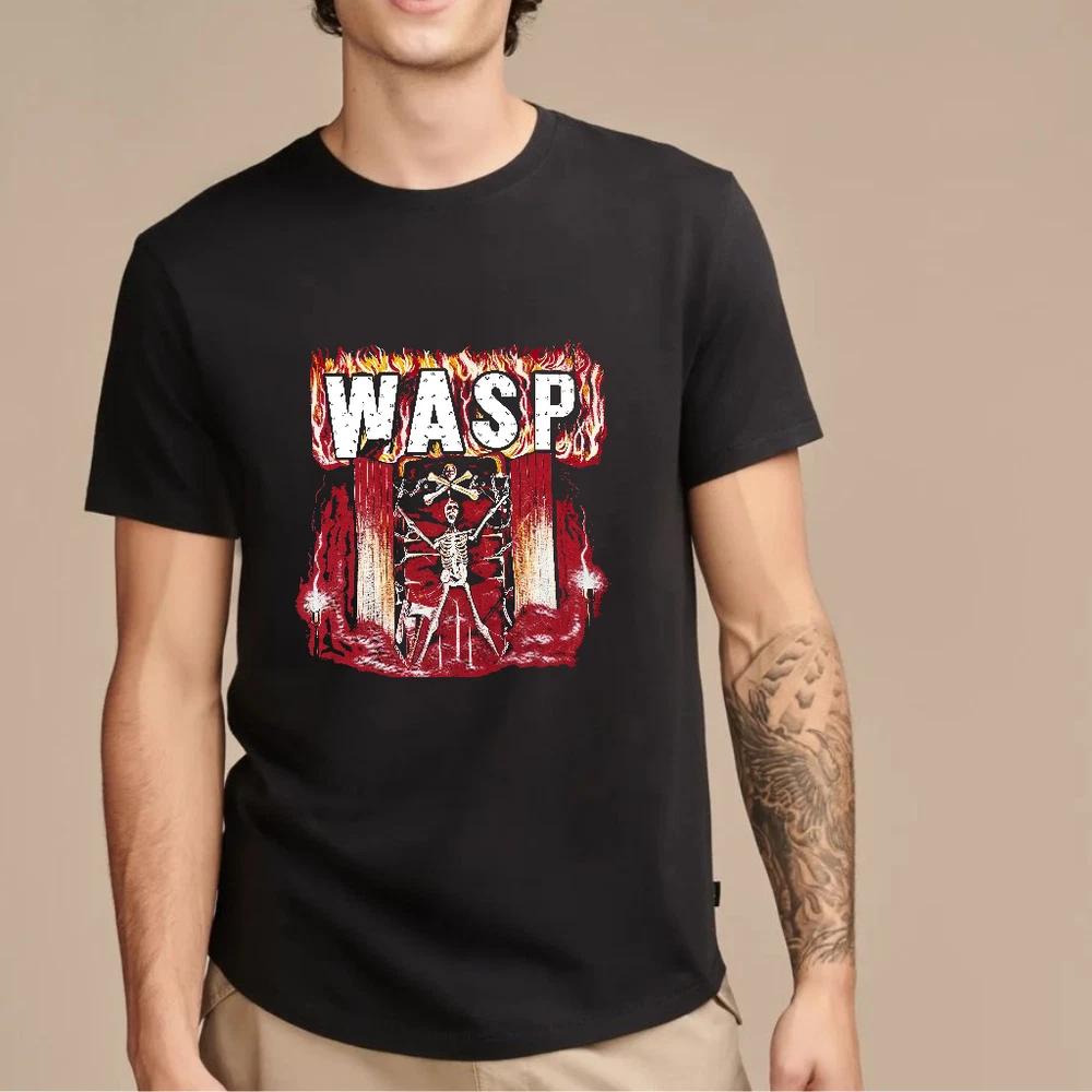 Черная хлопковая унисекс футболка Группа WASP Размеры S5XL