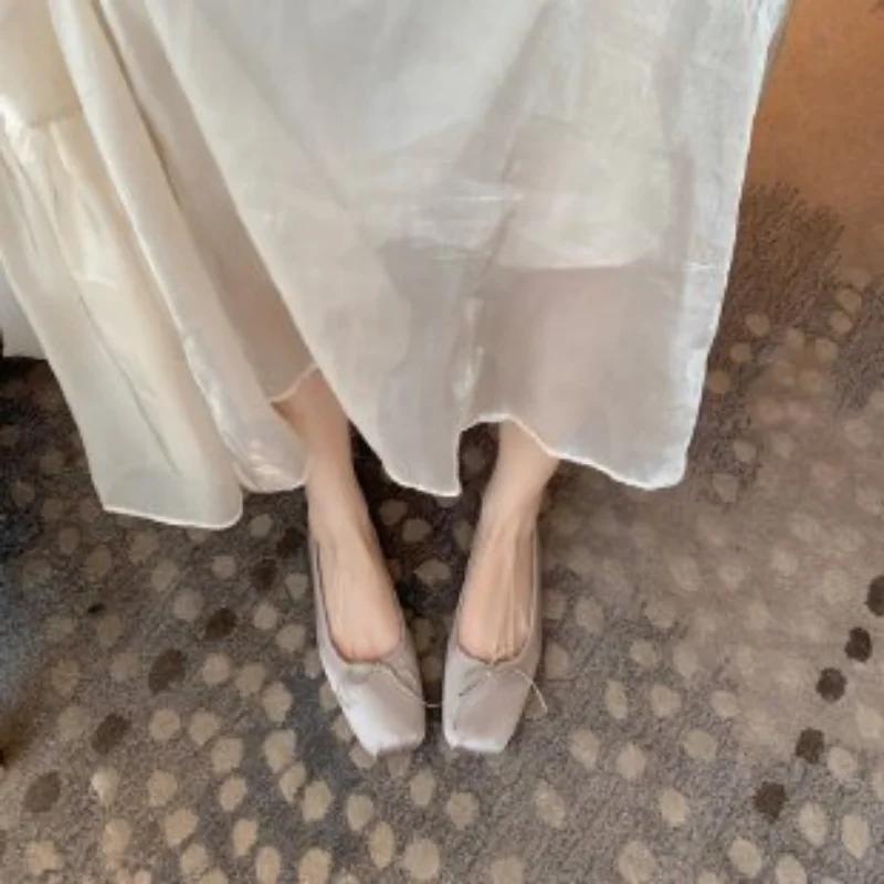 Мода 2024 Весна Туфли-балетки с бантом Мода Неглубокие Слипоны Женские Плоские Лоферы Обувь Женская Повседневная Уличная Обувь Балерина Мокасины