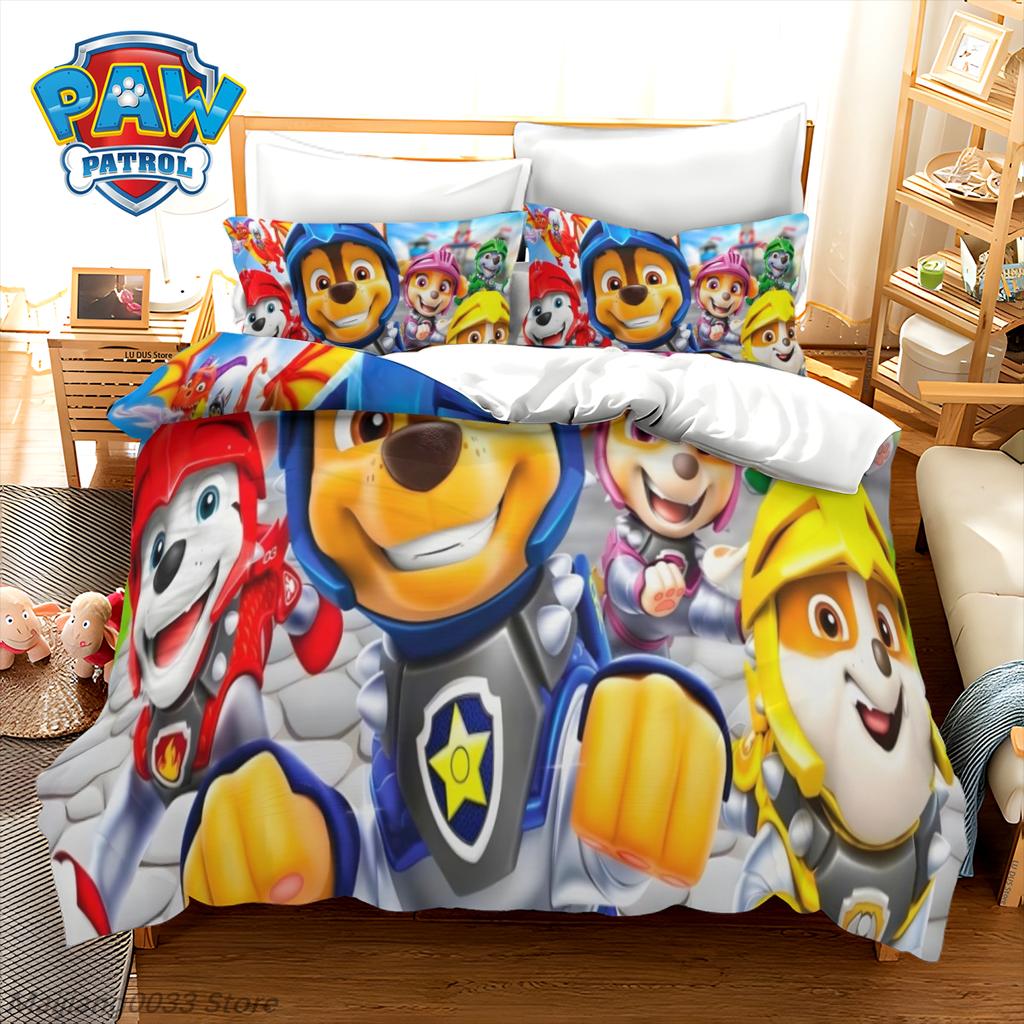 PAW Patrol Bedding Set Chase Marshall 3pc Duvet Cover Set, Kids Boys Blue Cartoon Quilt Cover with 2 Pillowcases, No Sheet