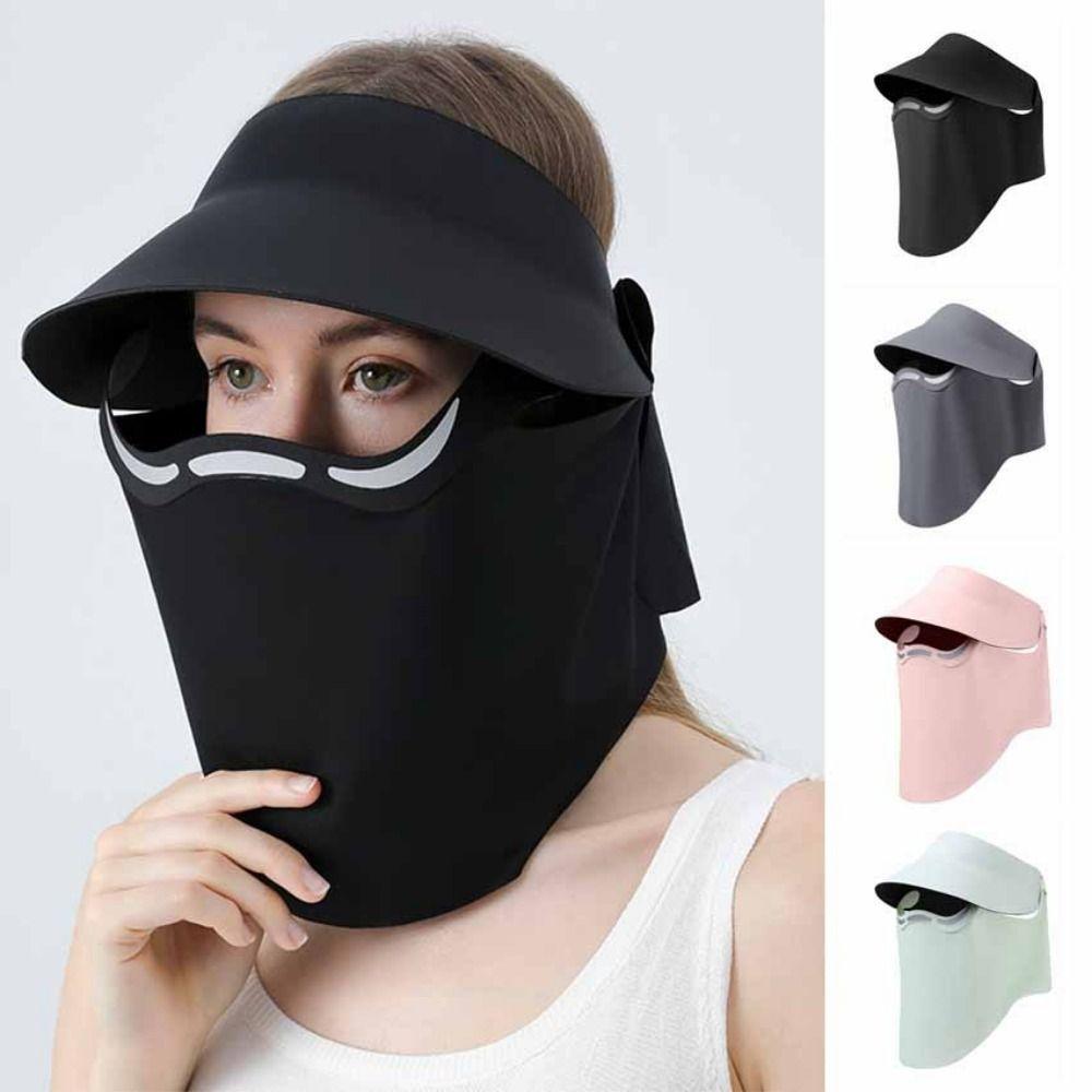Hollow Top Outdoor Sun Cap UV Protection Full Face Mask Dustproof Magnetic Sun Hat Outdoor Sports