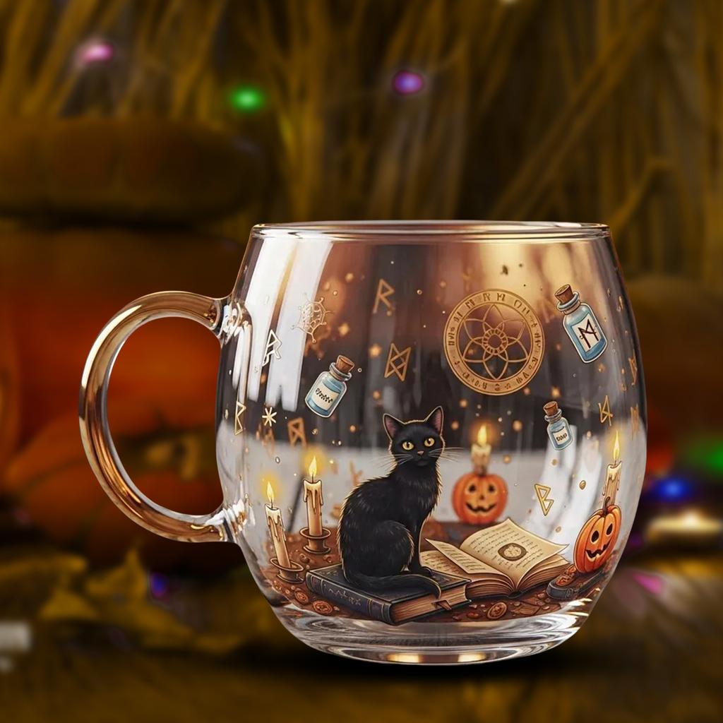 Halloween Themed Painted Glass Cup For Dining Parties Dishwasher Safe 200ml Capacity Painted Glassware
