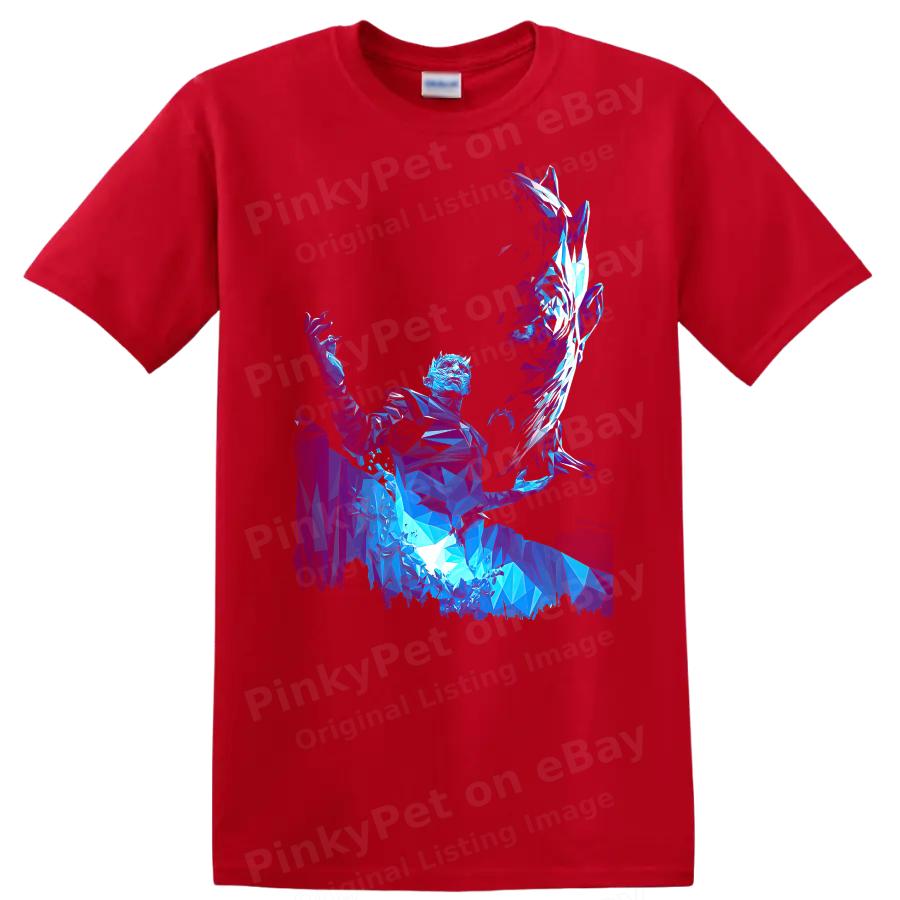 Blue Polygonal Warrior T Shirt Abstract Graphic Art Design Cool Tee