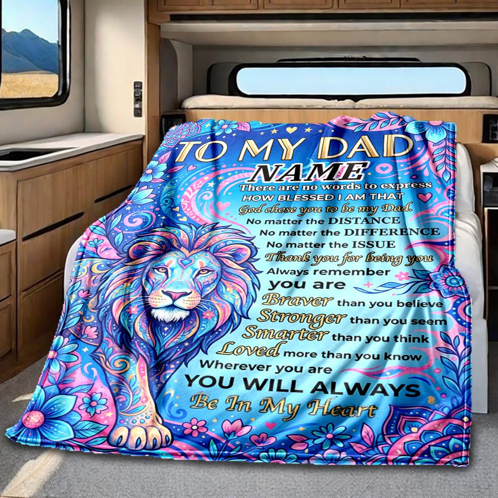 Father'S Day Family Love And Gratitude Message Blanket Personalized Name Soft Comfortable Stylish Blanket Car Blanket Perfect For Travel Camping