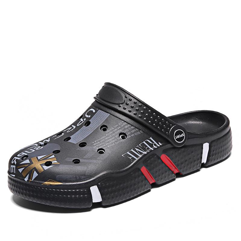 Мужские универсальные сандалии новая платформа уличные нескользящие туфли с отверстиями корейская версия модные пляжные сумка на голову шлепанцы