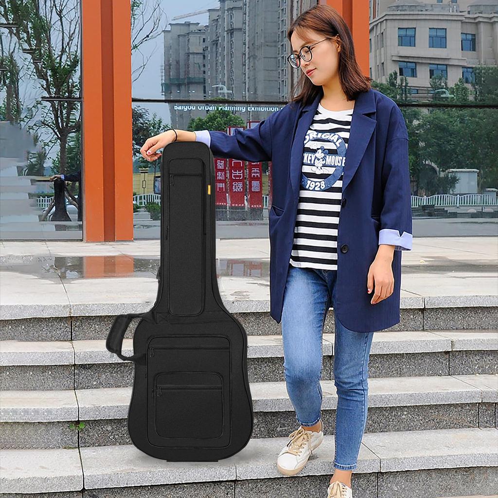 IBVIVIC Electric Guitar Soft Lightweight Gig Bag with 10mm Sponge Shoulder Large 6 Easy to Abrasion Black Case, Case, Lining, Strap, Handle, Capacity,