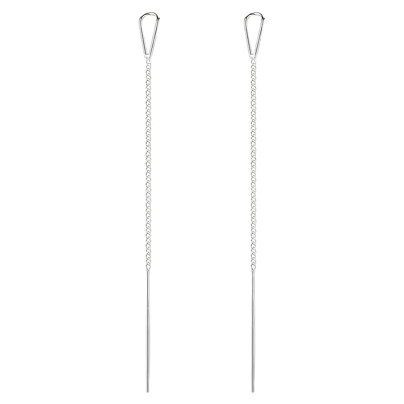 Earrings Silver Earrings Chain Silver American Earrings Drop Silver925 Simple Sway Gold Pink Gold (Silver)