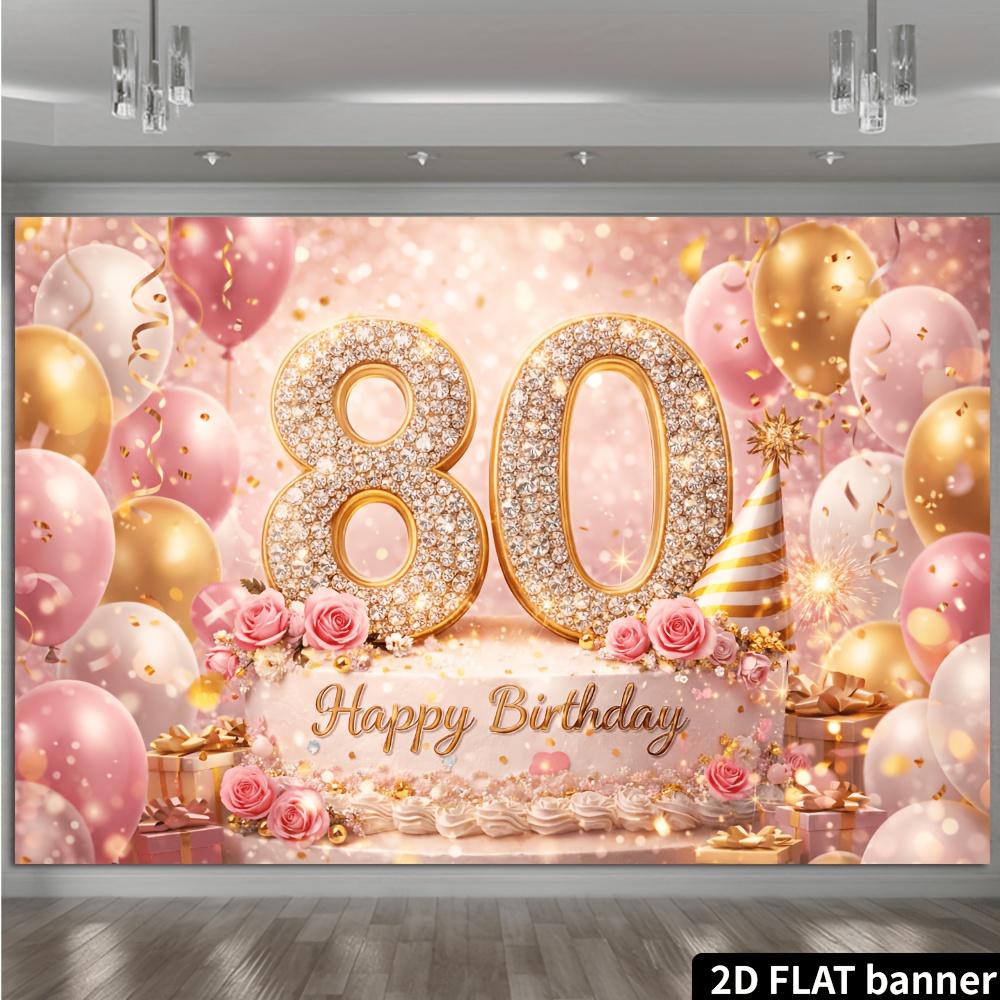 2D plane 80th birthday party banner background diamond-set number 80 birthday theme made of polyester material