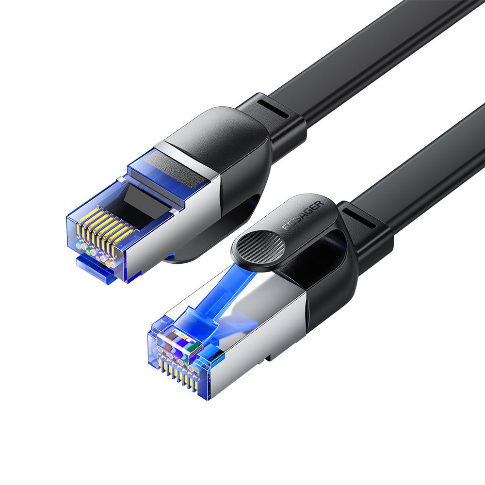 ESSAGER EXCWXY-JH01-P PVC 0.5m CAT8 Ethernet Flat Cable Home Office 40Gbps 2000MHz Network Cable