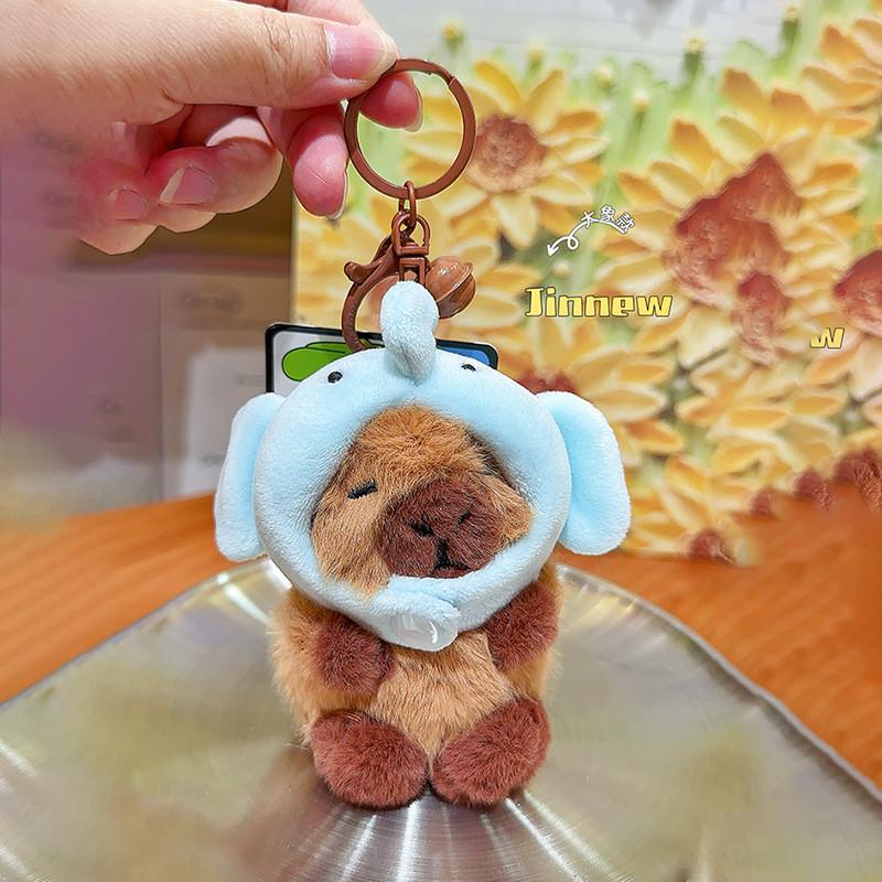 Wearing Snake Rabbit Chicken Cat Penguin Headgear Capybara Plush Keychain Gift