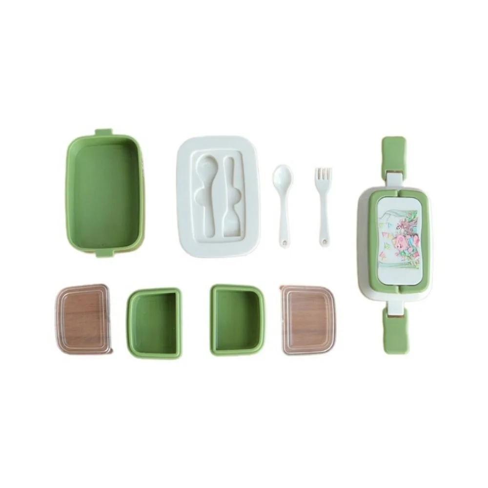 Милый picnic box для кукол масштаба 1/6 1/12, мультяшный узор, разноцветные аксессуары для кукол, пластиковый ланч-бокс для кукольного домика, кукольный домик