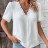 Модная винтажная рубашка с v-образным вырезом и пышными рукавами, женская летняя белая блузка 2023, женские повседневные женские топы с короткими рукавами Blusas Mujer 27122