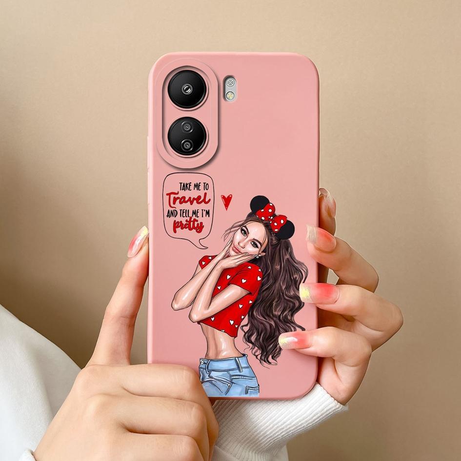 Чехол для телефона Xiaomi Redmi 13C Note 13 Pro A3 K60 Ultra K70 Pro K70E, модный матовый жидкий силиконовый защитный чехол для телефона для мальчиков и девочек, бамперы