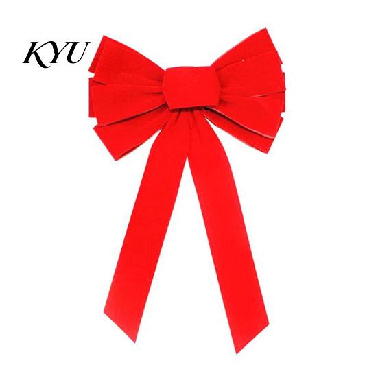 Large Christmas Wreath Decor Flocked Bow Decoration, Velvet Red Ribbon for Holiday Tree Soft Decorations Topper Gift Box Packaging And Embellishment,