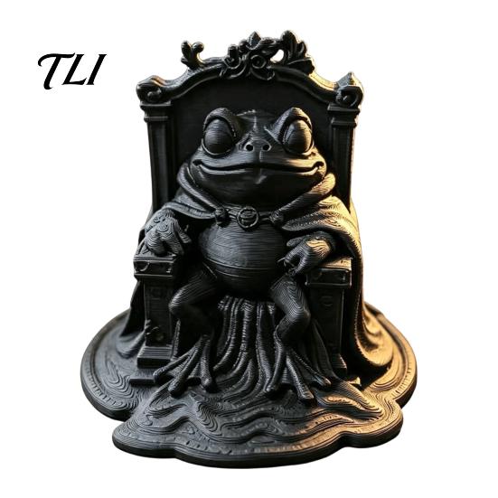 Creative Gift for Fantasy Lovers 3D Printed Frog Pumpkin Throne Figurine, Cloak Ornament, Halloween Desktop Figurine Gothic Animal Statue Home Office
