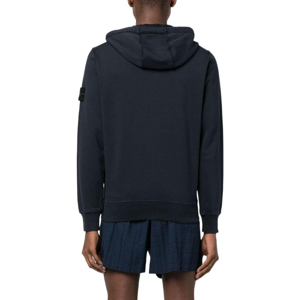STONE ISLAND Мужской свитшот с капюшоном с микро-значком с логотипом SS23, однотонный, темно-синий 101564251-A0020