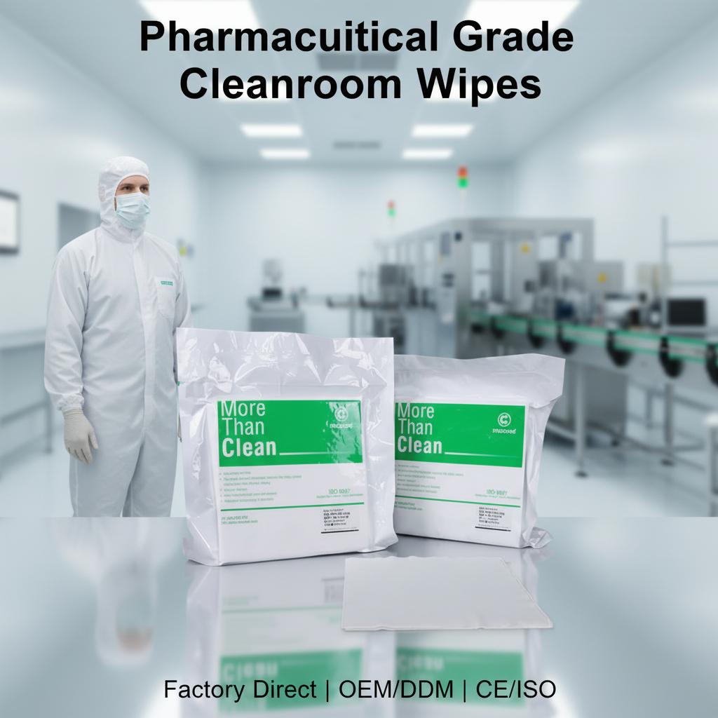 12X12inch Large Size Industrial Lint Free Cleanroom Wiper Kit Polyester Microfiber Wipes Cloth for Biopharmaceutical