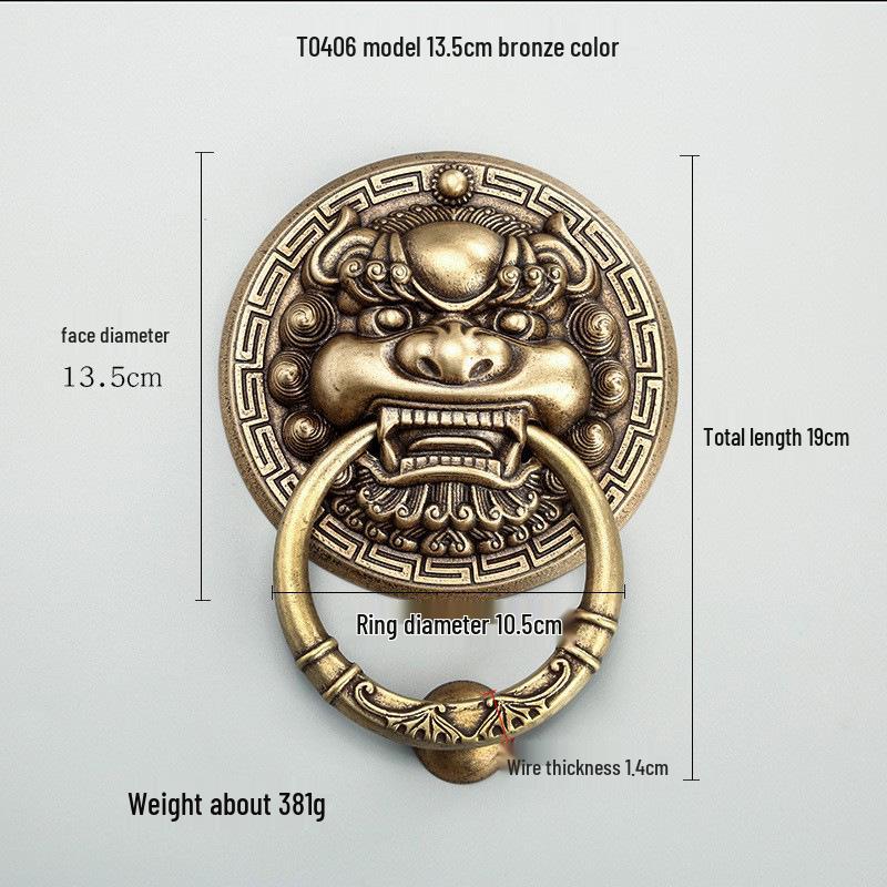 Антикварный латунный дверной молоток в виде головы льва и ручка-тяга для французских дверей