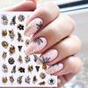 3D Flowers Leaves Nail Stickers Decals Gold Black Bronzing Flowers Gradient Adhesive Sticker Nail Design Art Decorations