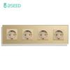 BSEED Single EU Socket Double Power Outlets Triple Electric Sockets Crystal Glass Wall Sockets White Black Gold Gray 16A