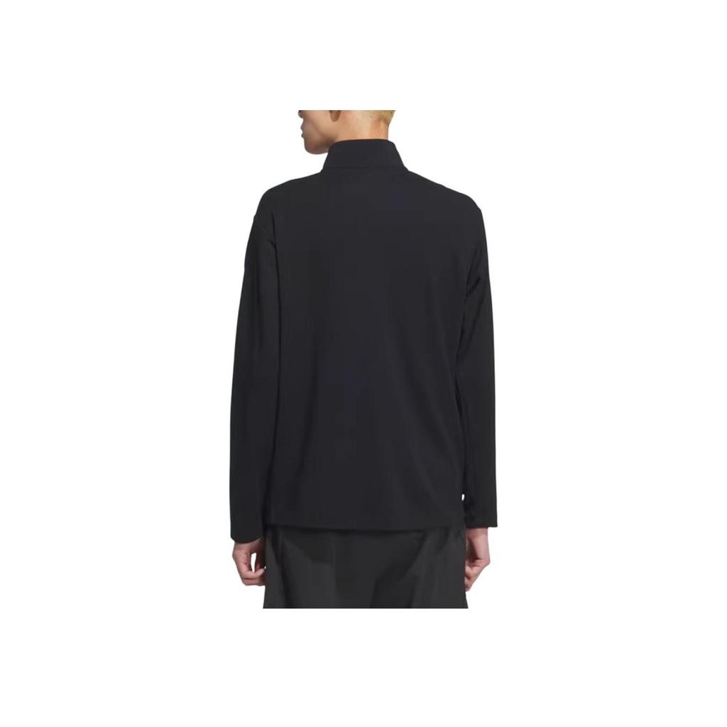 Adidas Однотонная футболка с полумолнией и воротником-стойкой, удобная, с длинным рукавом, мужские топы, черная KA7667