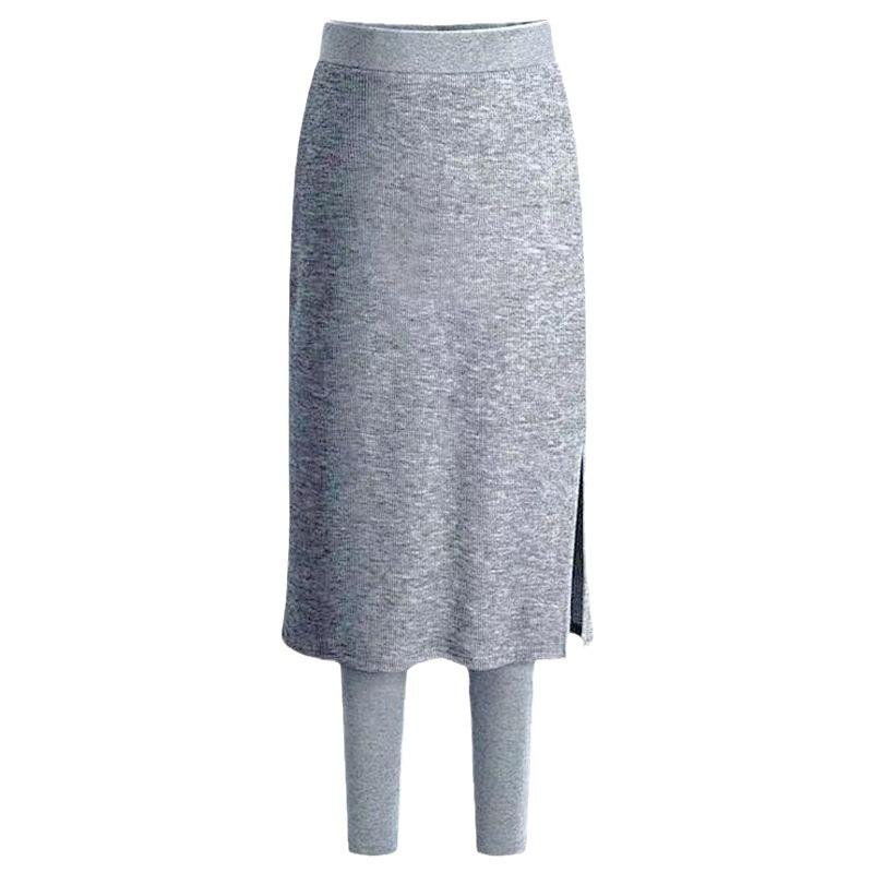 2024 осень и зима большой размер поддельные двухкомпонентные леггинсы женские флисовые утолщенные верхняя одежда fat mm теплые и тонкие кюлоты с высокой талией