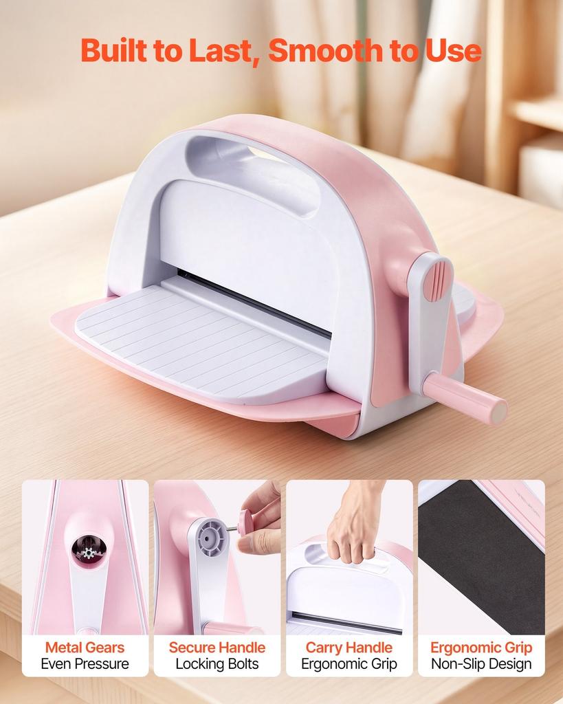 Manual Die Cutting and Embossing Machine, 229mm Opening, Portable Die Cut Machine with Cutting Plates, Ergonomic Handle, Easy to Store, for Arts and