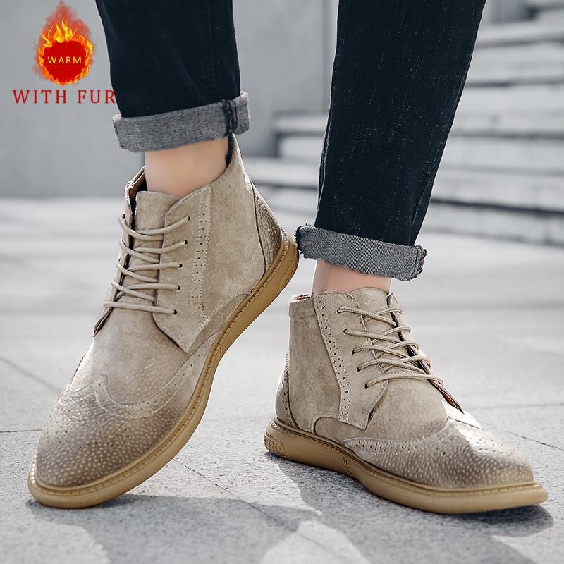 Модная осенне-зимняя мужская кожаная обувь Модный стиль броги Уличная обувь для прогулок Повседневная офисная обувь для мотоцикла для взрослых 38-46