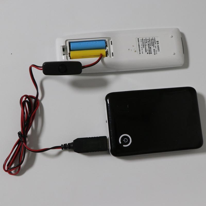 Кабель питания от USB с выключателем для 2-х батареек АА 3В. Заменяет 2 шт. батарейки АА для радио, электроигрушки, часов, светодиодной ленты.