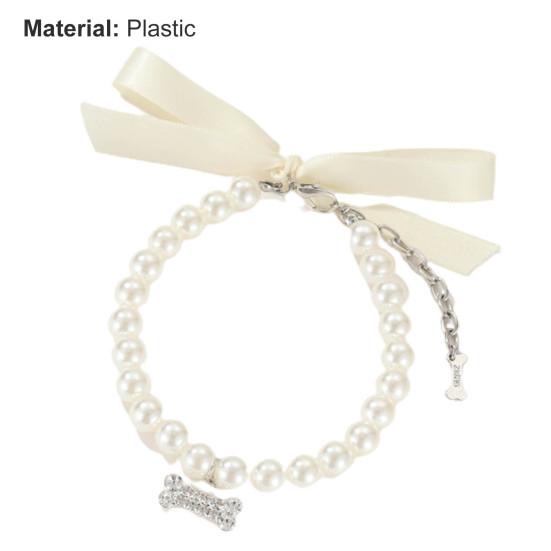 Ожерелье для домашних животных, подвеска в виде кости, ювелирные аксессуары, изысканное модное ожерелье из искусственного жемчуга с собакой, котенком