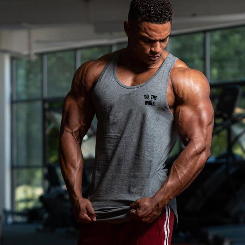 Men’s Summer Training Sleeveless T-shirts Fitness Breathable and Comfortable Cotton Tank Tops Curved Hem