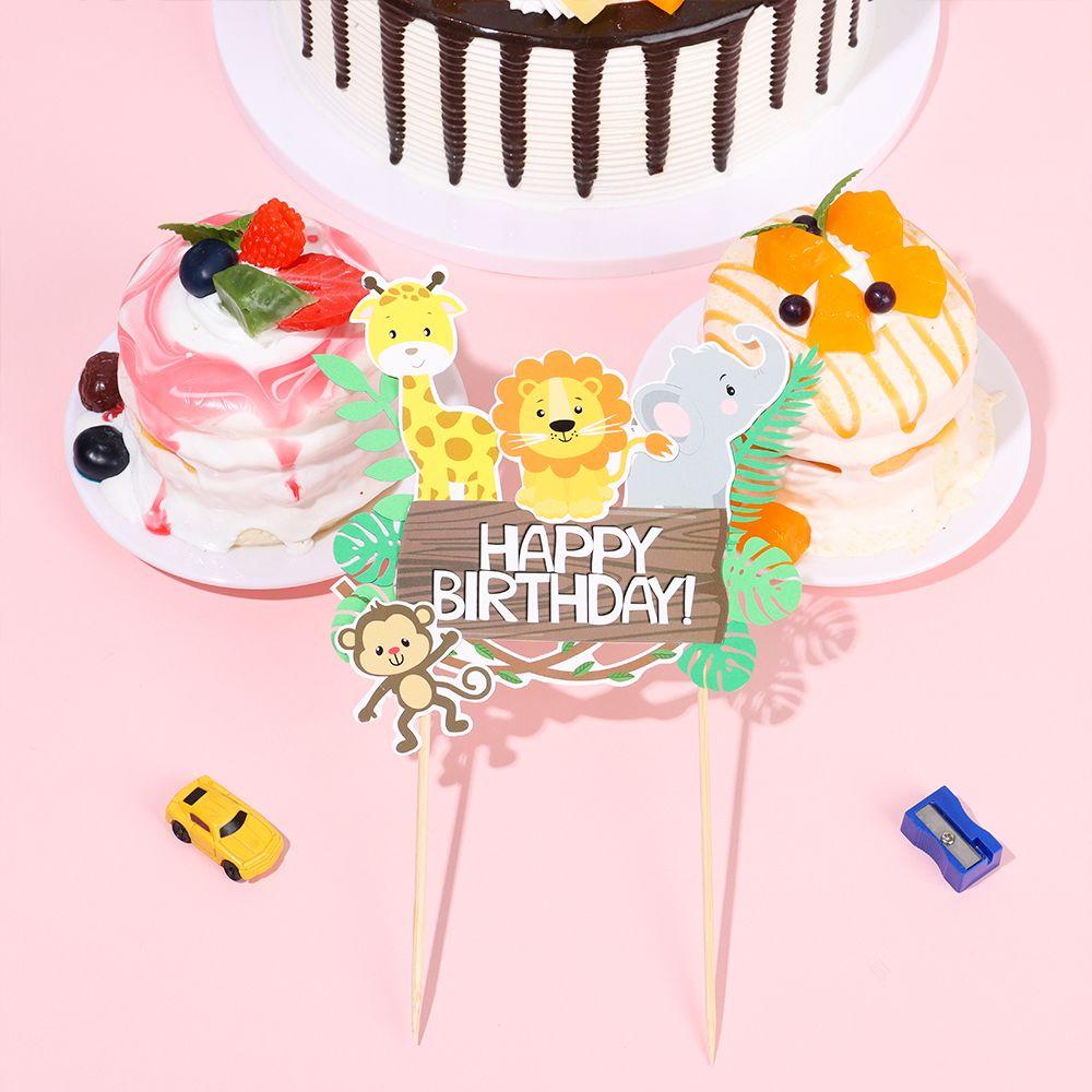 Theme Baby Shower Birthday Party Decor Cake Picks Cake Decoration Jungle Animals Cake Toppers