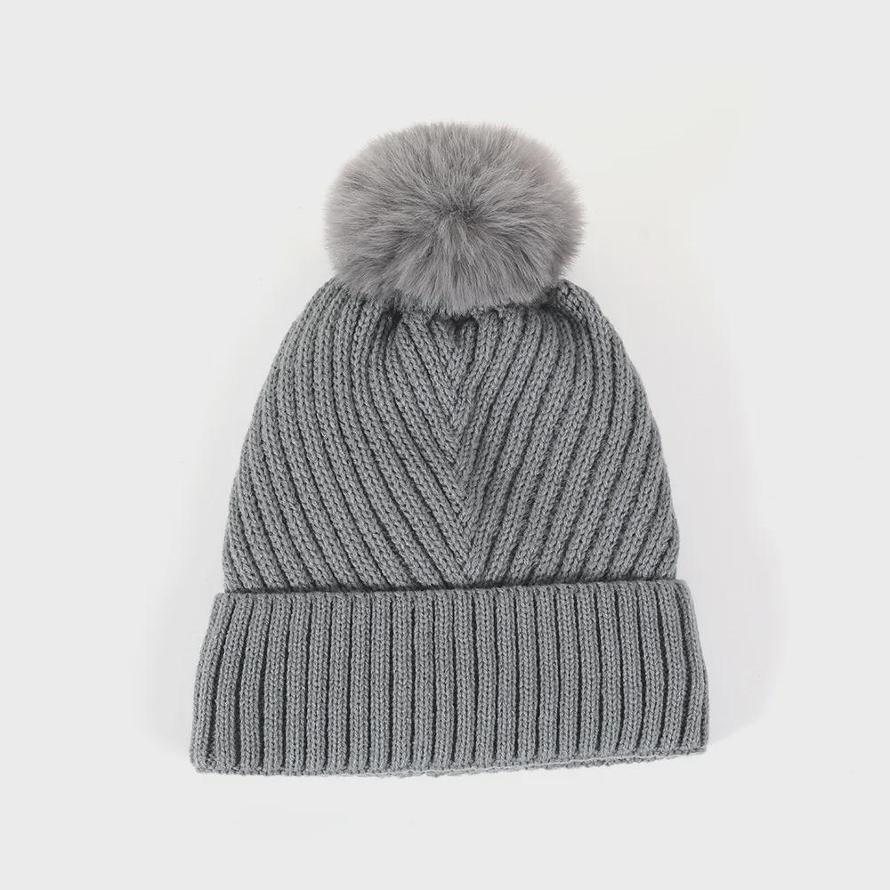 Теплая шерстяная вязаная шапка в европейском и американском стиле для женщин с защитой ушей