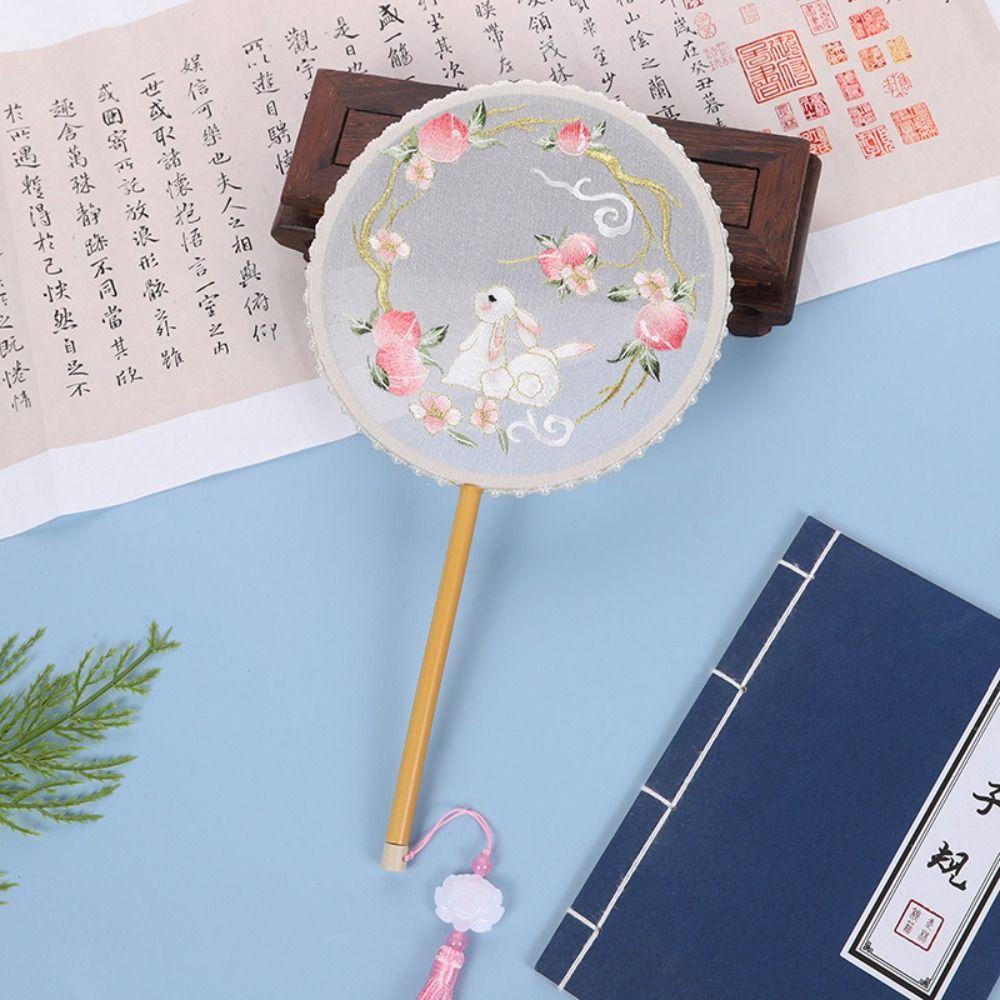 Вышитый круглый веер классический ручной веер аксессуары для вечеринок и танцев шелковый веер для женщин