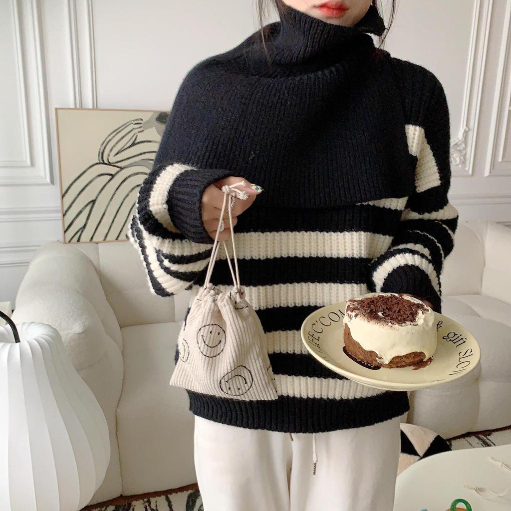 Сумка для хранения косметики и всякой всячины из вельвета в стиле ретро со смайликом на шнурке