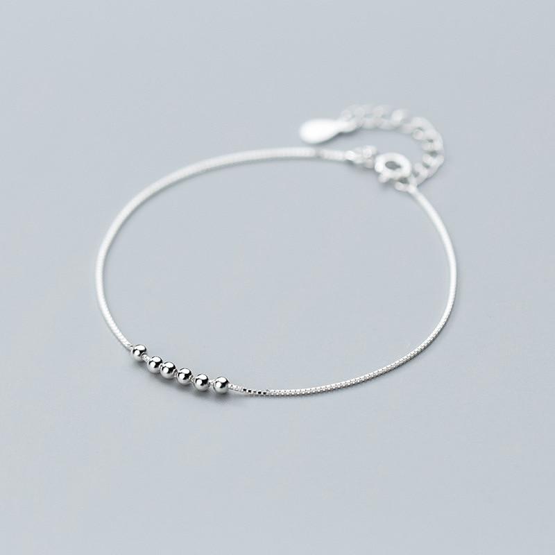 Inzatt Real 925 Sterling Silver Minimalist Geometric Beads Bracelet Fine Jewelry For Charm Women Party Fashion Jewelry Gift